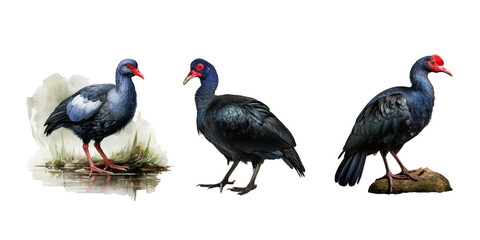 swamphen isolated on white background