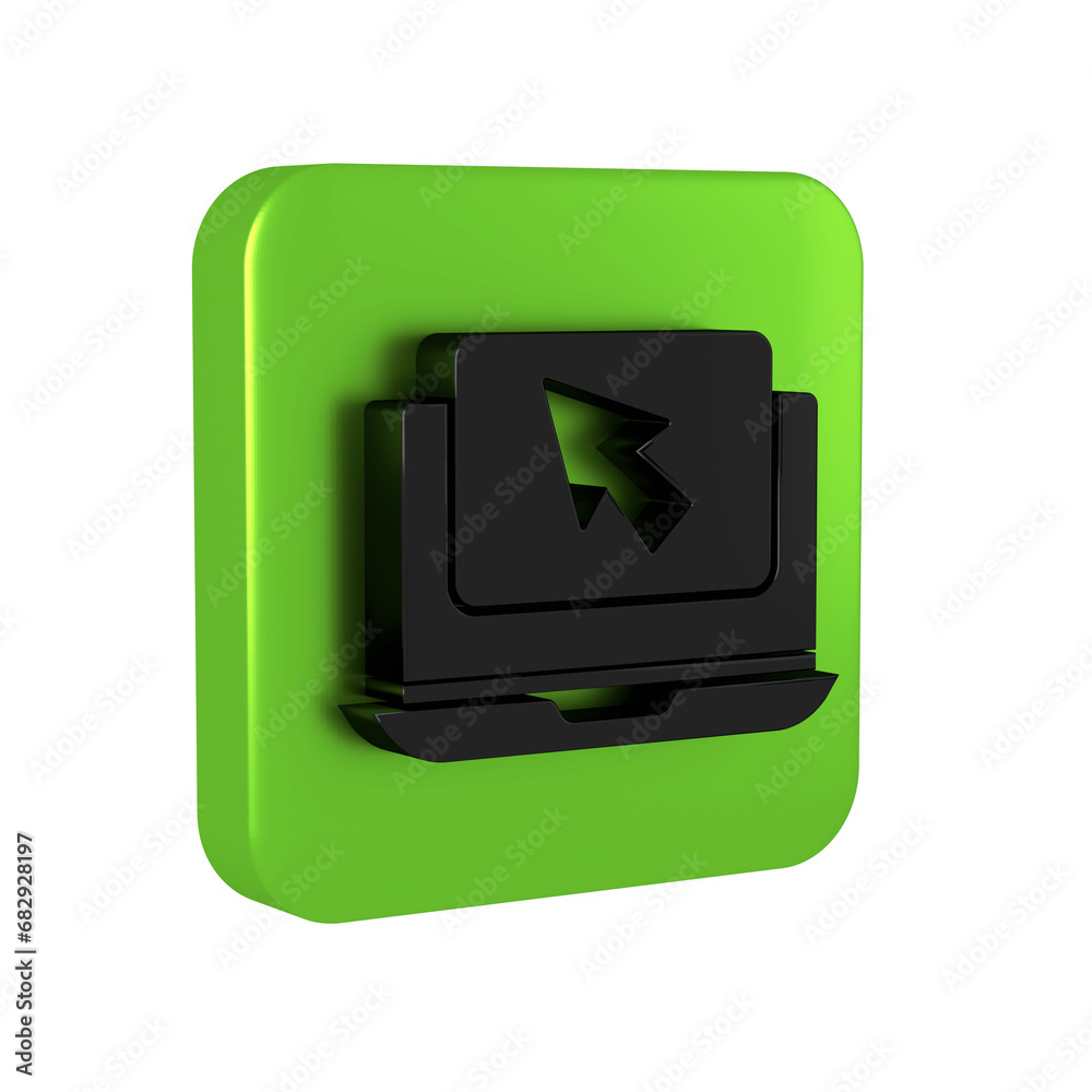 Poster black laptop and cursor icon isolated on transparent background. computer notebook with empty screen
