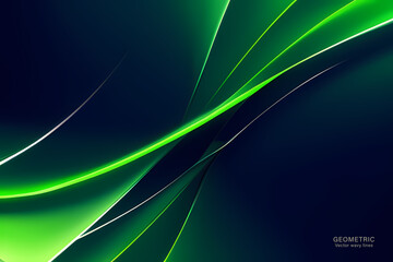 Dark Green Wave Background, Abstract geometric background with liquid shapes. Vector illustration.