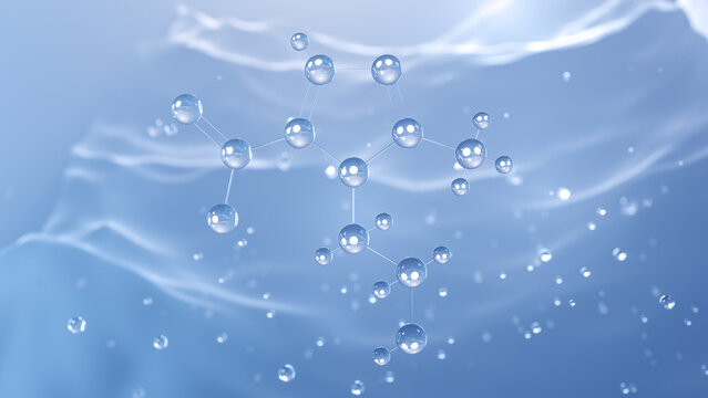 metronidazole molecular structure, 3d model molecule, antibiotic, structural chemical formula view from a microscope