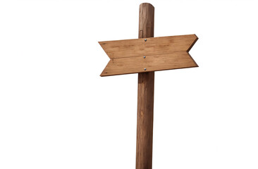 Blank empty wooden rustic sign board on white background