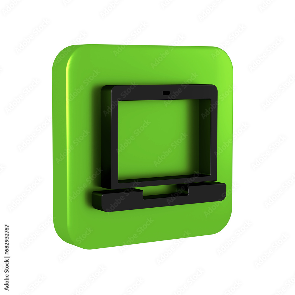 Poster black laptop icon isolated on transparent background. computer notebook with empty screen sign. gree