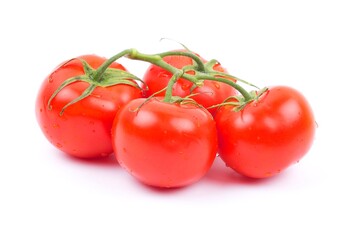 Fresh tomatoes on a white background