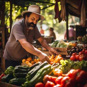 Selling Produce At A Farmers Market 