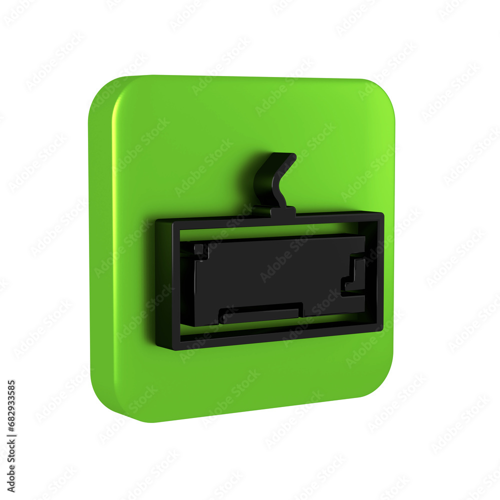 Aufkleber black computer keyboard icon isolated on transparent background. pc component sign. green square but