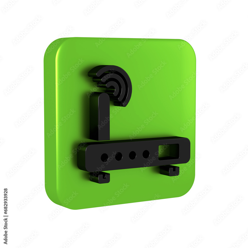 Poster black router and wi-fi signal icon isolated on transparent background. wireless ethernet modem route