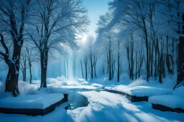 winter landscape with trees generated by AI technology