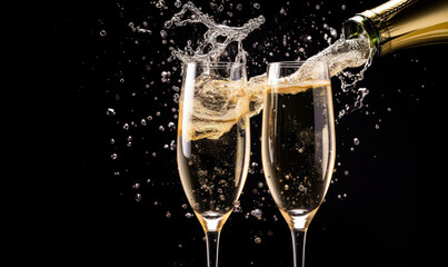 Effervescent Elegance, Champagne Bubbles in Celebration - Sparkling Toasts to Festive Revelry.