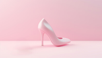 Vintage Glow with Pink High Heel Shoe, Shopping Concept. Boutique, Stripper, Black Friday Template. Shiny Neon Poster, Flyer, Banner, Invitation Card. 3d Illustration. Clipping Mask pastel pink color 