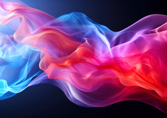 Obraz premium abstract 3d background with silk pink and blue waves on black background
