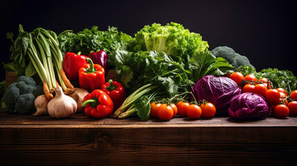 Food background with assortment of fresh organic vegetables