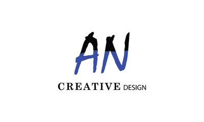 AN black blue creative modern simple word AN brand minimal logo design.