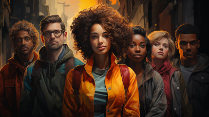 illustration image on the theme of diversity, AI generation