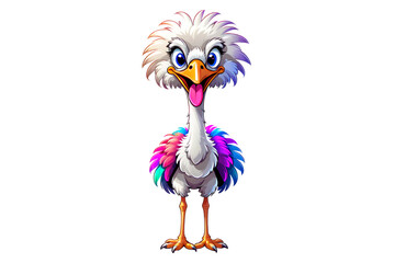 A Cartoonish Ostrich in a Playful Pose (PNG 10800x7200)