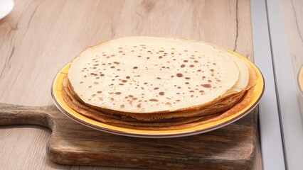 Stack of Pancakes. Food preparation.