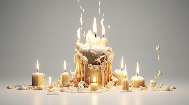 Photo hanukkah celebration scene for menorah on burning candel with white background,Created by Ai Generative