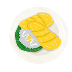 mango sticky rice in pencil color