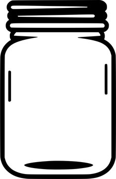 recommend clip art: Empty Container Mason Jar Icon in Hand-drawn Style