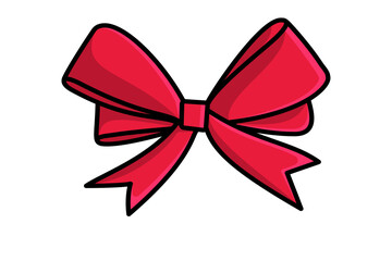 Christmas red gift ribbon, bow vector icon illustration. Luxury gift wrapping object icon design concept.