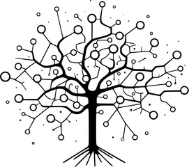 Deep Learning Neural Network AI Tree Icon in Hand-drawn Style