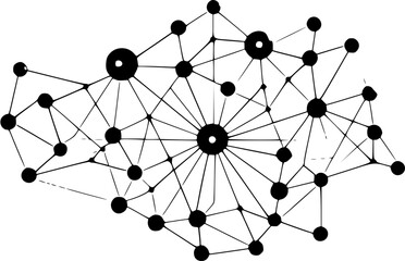 Deep Learning Neural Network Graph Nodes Icon in Hand-drawn Style