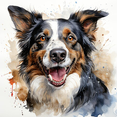 Fototapeta premium watercolor Border Collie clipart, Generative Ai
