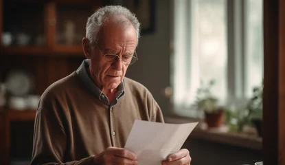 Fotobehang Mature Senior Older Man Worried Reading Letter © Arcane Imaginarium