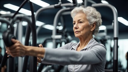 Obraz premium Elderly woman doing sports