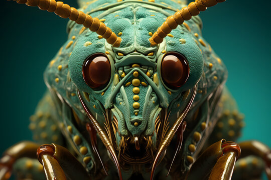 microscopy of cockroach face electron microscopy, closeup,