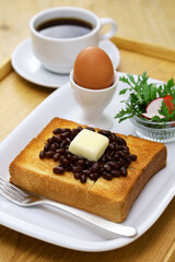 butter and sweet adzuki beans on toast, Nagoya specialty breakfast, Japanese food