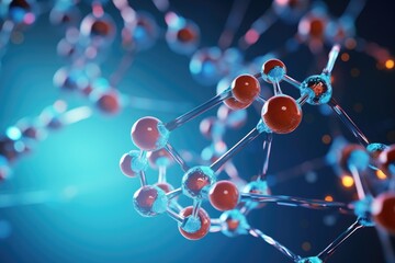 Close-up of a chemical structure ,Chemical molecule model 3D rendering, innovative technology for science and medicine. - obrazy, fototapety, plakaty