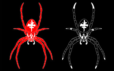 Two spider red and black set vector design