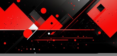 Geometric background with a minimum. Combination of dynamic black forms and red lines. Image with an abstract background that is hipster 