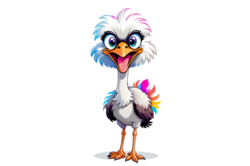 A Cartoonish Ostrich in a Playful Pose (PNG 10800x7200)