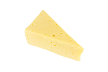 Piece of hard cheese isolated from background