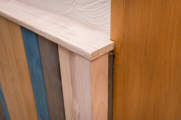 Wooden colored boards corner joint interior decor material decoration design color