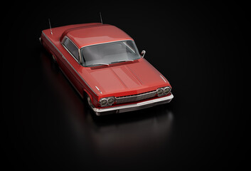 Overhead View of Vintage 3D Rendered Classic Car