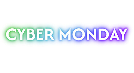 click here block text neon bright lettering cyber monday blue and green color