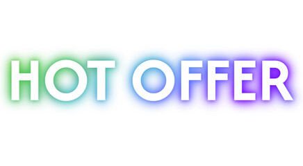 click here block text neon bright lettering hot offer blue and green color