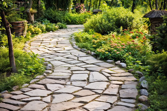stone path in garden