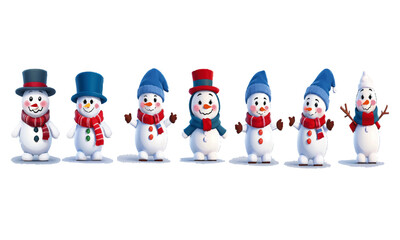 group of snowmen. Cute snowmen set