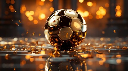 Modern gold soccer ball - obrazy, fototapety, plakaty