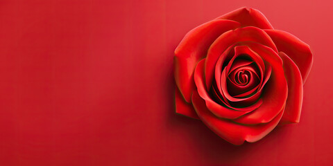 red rose on a red background, Valentine's Day banner 