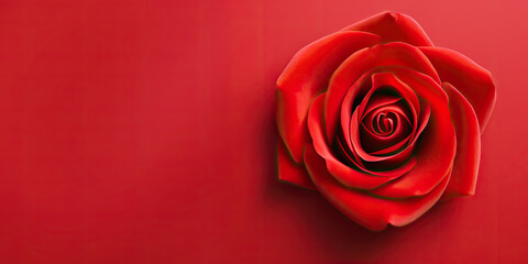 Naklejka premium red rose on a red background, Valentine's Day banner 