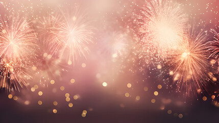 golden and pink gold fireworks New Year background