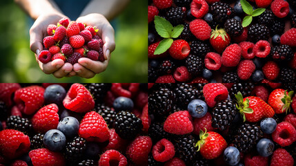 Fototapeta premium berries on a black background