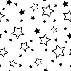 seamless pattern with a star. black, white textured simple pattern. Fabric for wrapping wallpaper, print, banner. Textile sample. Abstract, starry background. vector art illustration