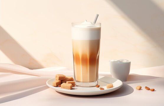ai-rendered caramel latte capture with deep colors and natural shading