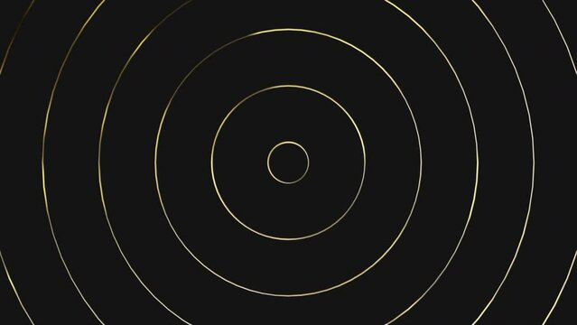 Abstract Golden Circle Wave Animated Background. 4k Elegant Seamless Looped Golden Lines Animation on Black Background