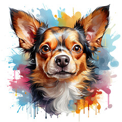 watercolor Chihuahua clipart, Generative Ai